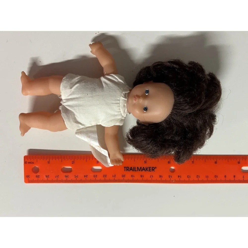 Vintage Baby Girl Doll Lot 6in Brown Hair w/ Outfit & Bottles Unimax/Corelle Mix